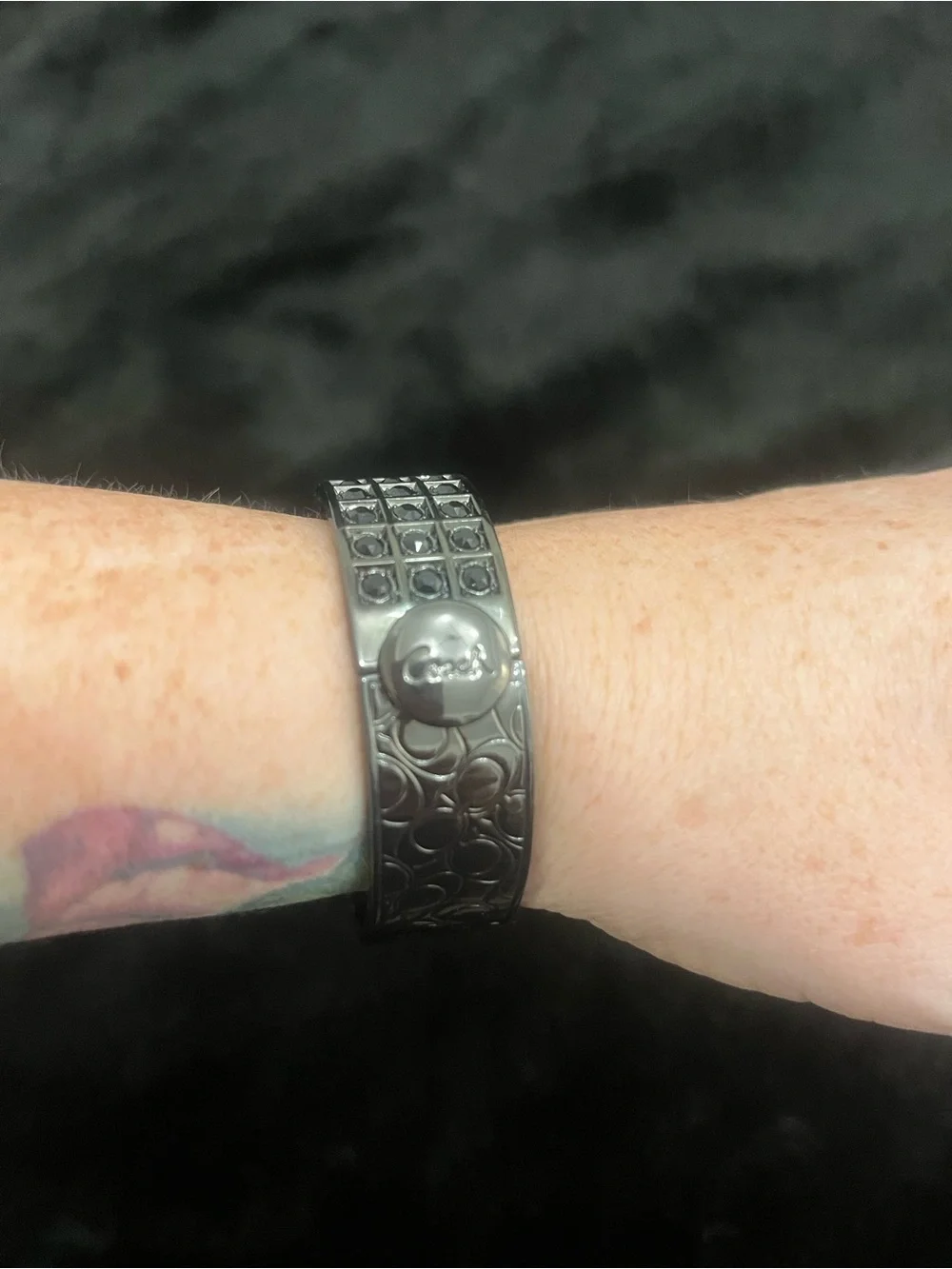 Coach Gunmetal Signature Cuff Bracelet Band